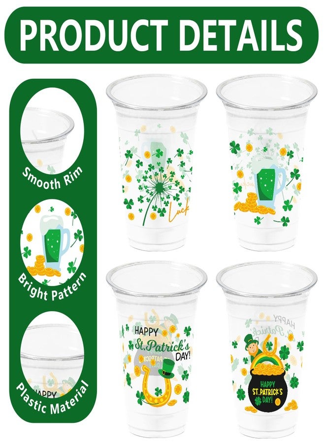 WorldBazaar St. Patrick's Day Disposable Cups 100 pack Green Shamrock Plastic Drink Cups for Beverages Lucky Irish St. Paddy's Day Party Supplies 12 oz - Image 4