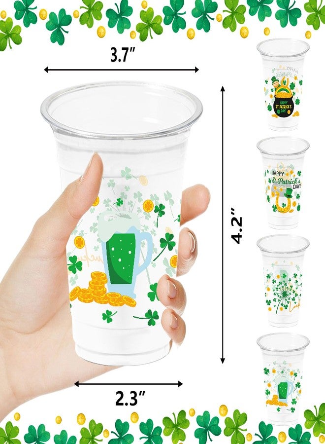 WorldBazaar St. Patrick's Day Disposable Cups 100 pack Green Shamrock Plastic Drink Cups for Beverages Lucky Irish St. Paddy's Day Party Supplies 12 oz - Image 3