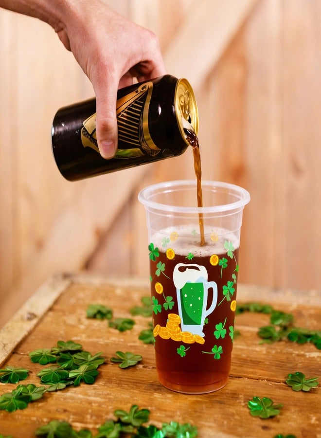 WorldBazaar St. Patrick's Day Disposable Cups 100 pack Green Shamrock Plastic Drink Cups for Beverages Lucky Irish St. Paddy's Day Party Supplies 12 oz - Image 5