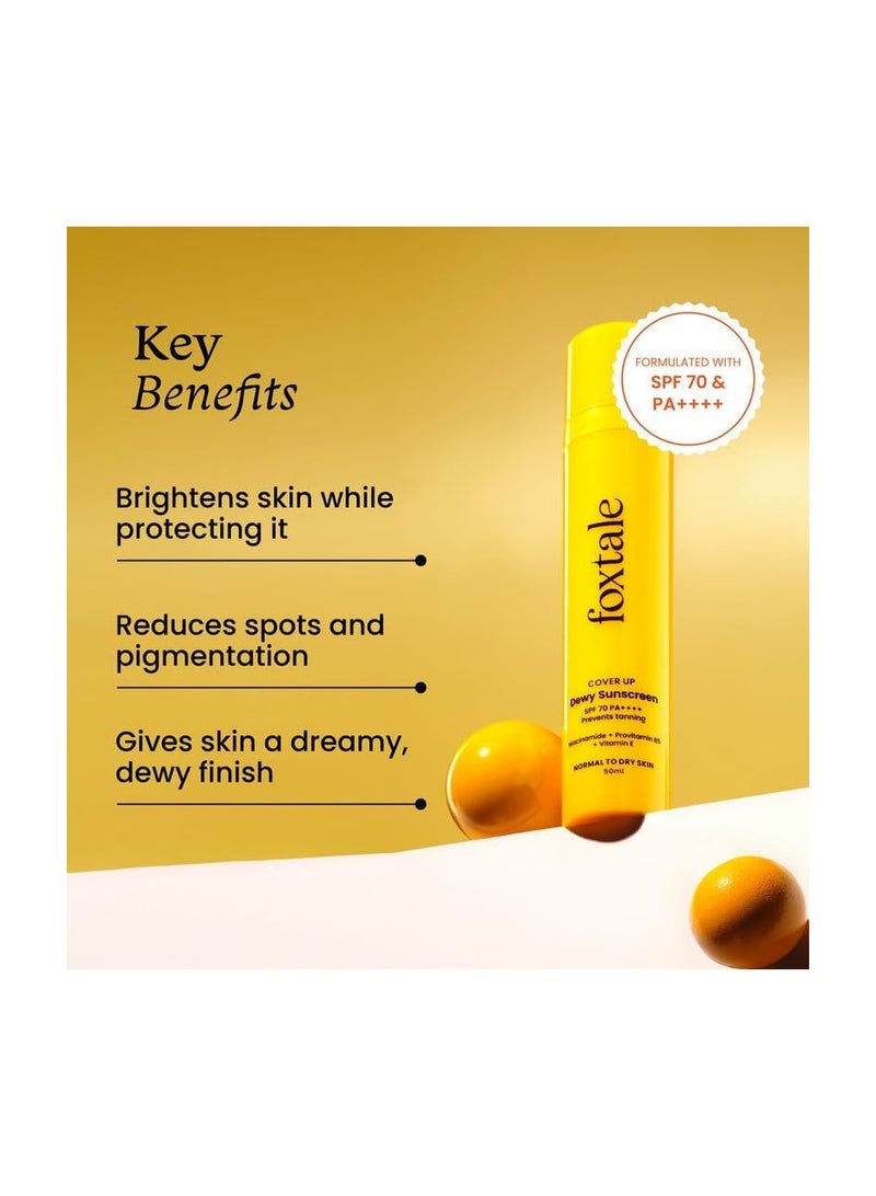 foxtale Niacinamide Dewy Sunscreen SPF 70 PA++++ | No White Cast | Non Greasy | Anti-Tan Formula | For Spot Depigmentation | Men & Women | 50 ml - Image 2