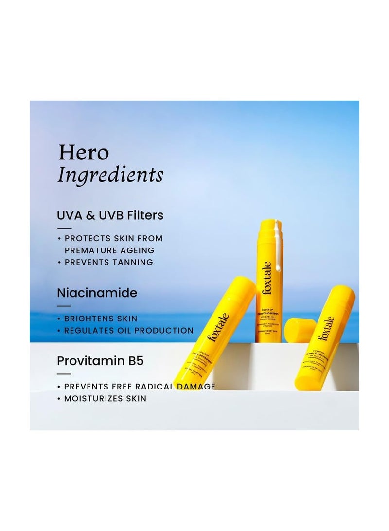 foxtale Niacinamide Dewy Sunscreen SPF 70 PA++++ | No White Cast | Non Greasy | Anti-Tan Formula | For Spot Depigmentation | Men & Women | 50 ml - Image 3