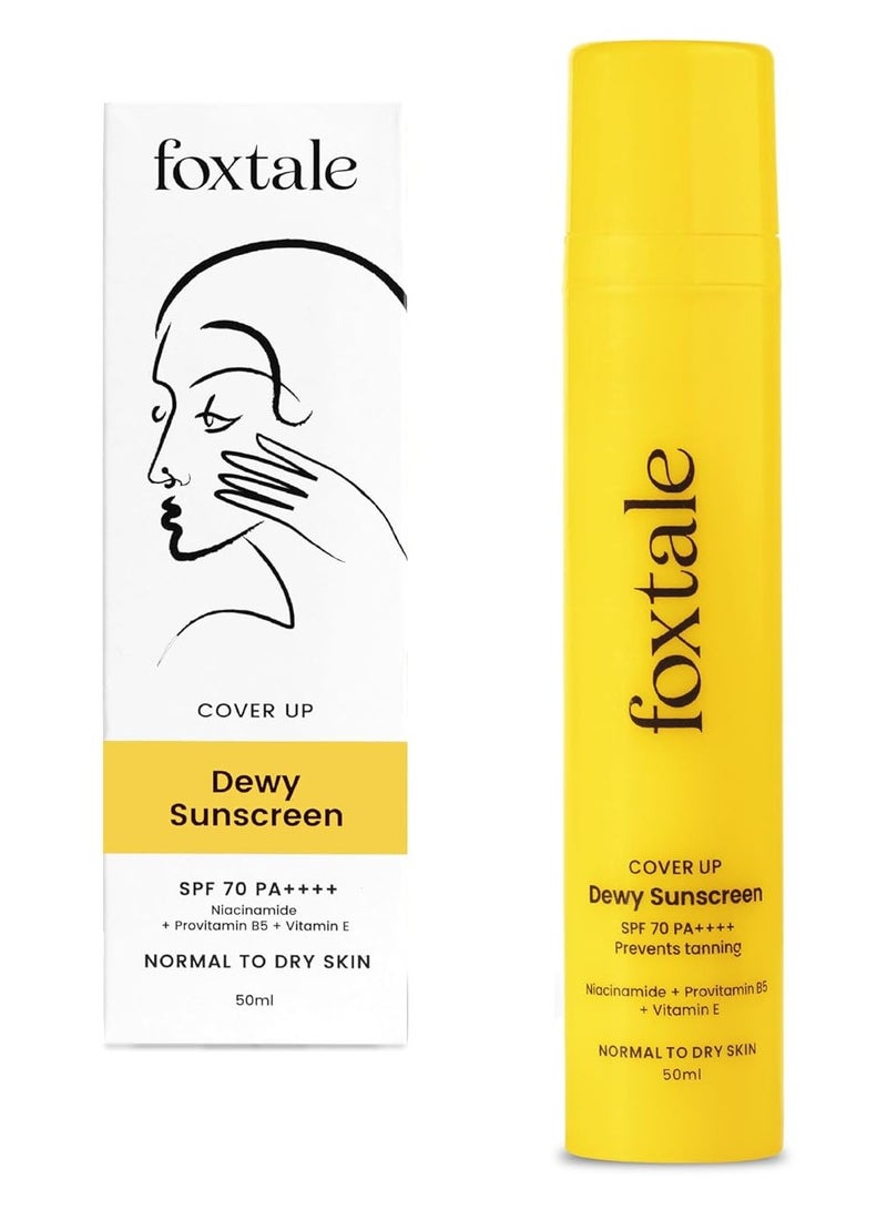 foxtale Niacinamide Dewy Sunscreen SPF 70 PA++++ | No White Cast | Non Greasy | Anti-Tan Formula | For Spot Depigmentation | Men & Women | 50 ml - Image 1