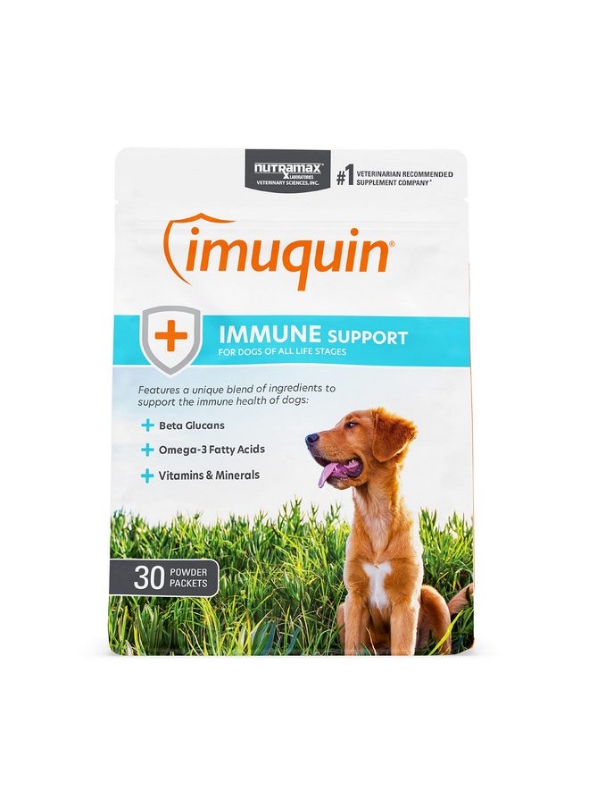 Nutramax Laboratories Nutramax Laboratories Nutramax Imuquin Immune Health Supplement Powder for Dogs, with Beta Glucans, Marine Lipids, Vitamins and Minerals, 30 Packets, Updated Version  - Image 1