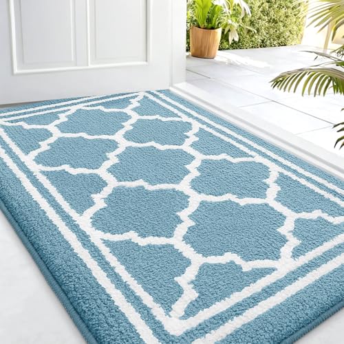 Buganda Indoor Door Mat, Dirt-Resistant and Absorbent Doormat, Anti-Slip, Low Profile Floor Mats for Inside Entryway, Front, and Back Door Entrance (32x20 Inches, Lake Blue) - Image 1
