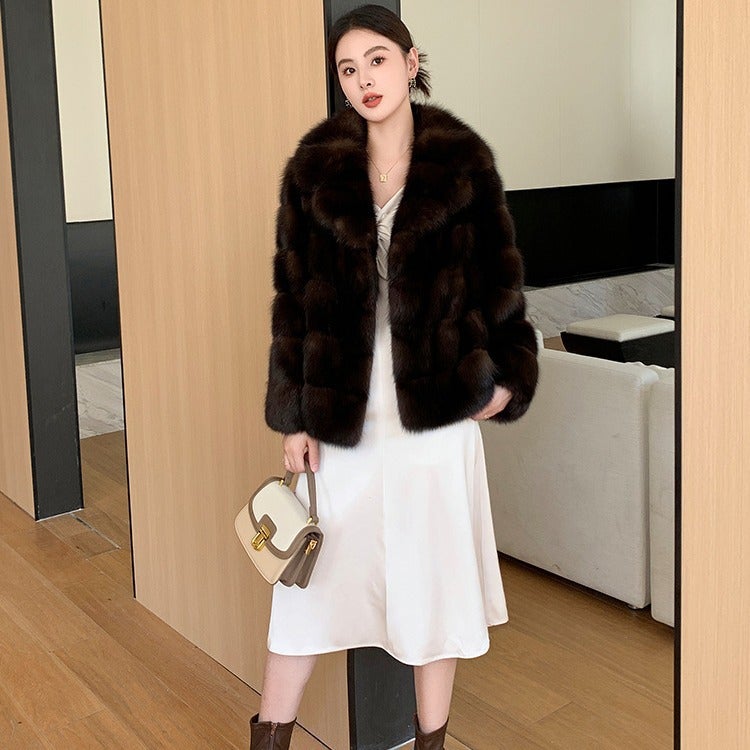 Sable High-End Medieval Mink Outwear Texture Thickeneded Warm Fashionable Groove Artificial Fur - Image 4