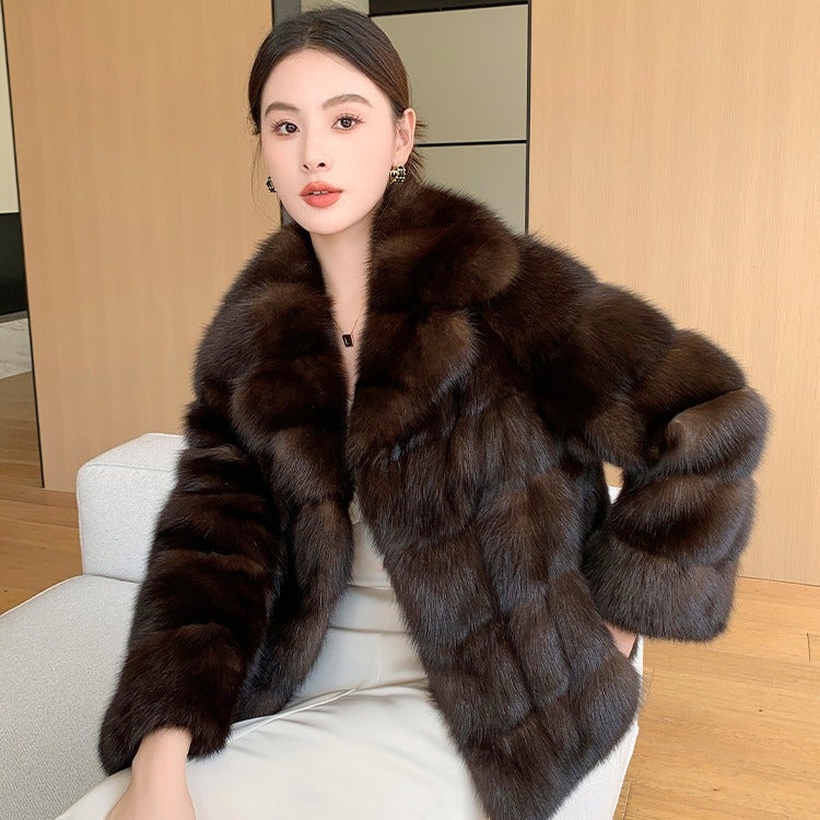 Sable High-End Medieval Mink Outwear Texture Thickeneded Warm Fashionable Groove Artificial Fur - Image 5
