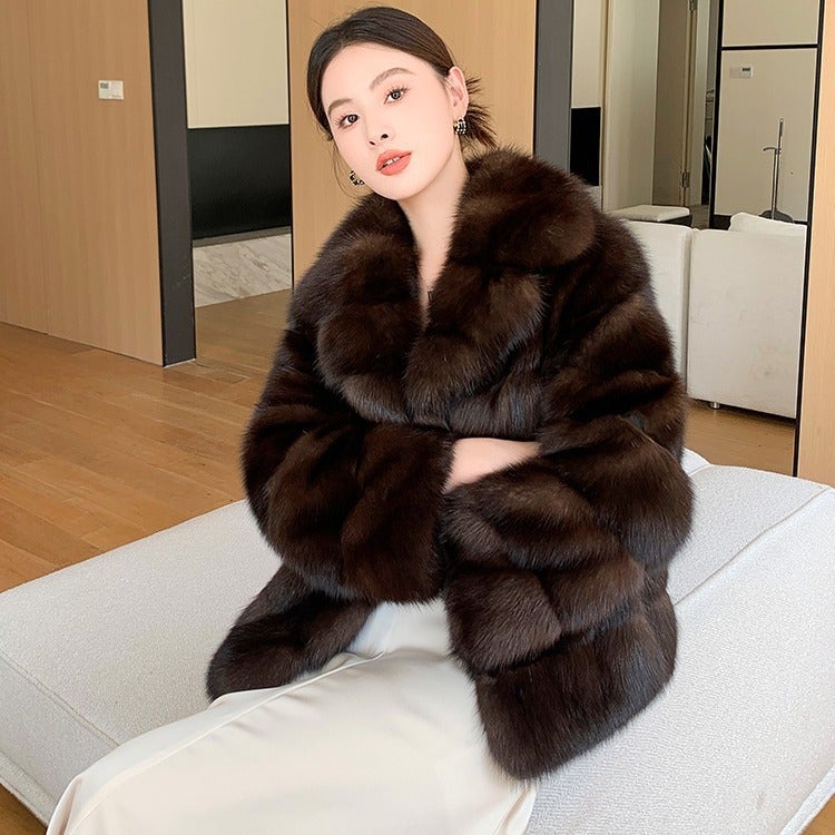 Sable High-End Medieval Mink Outwear Texture Thickeneded Warm Fashionable Groove Artificial Fur - Image 3