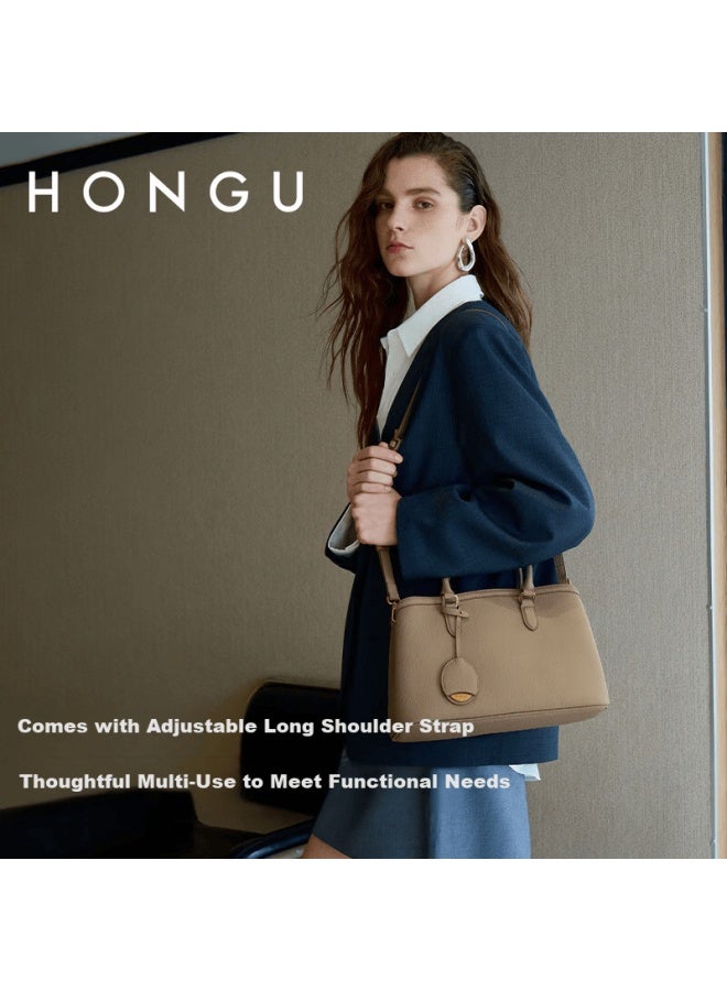 Hongu Genuine Leather Shoulder Handbag Large Capacity Crossbody Tote Bag For Women 38 Women's Day Gift - Image 4