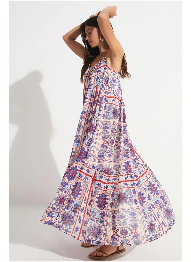 JUNE June Strappy Patterned Dress Multicolor