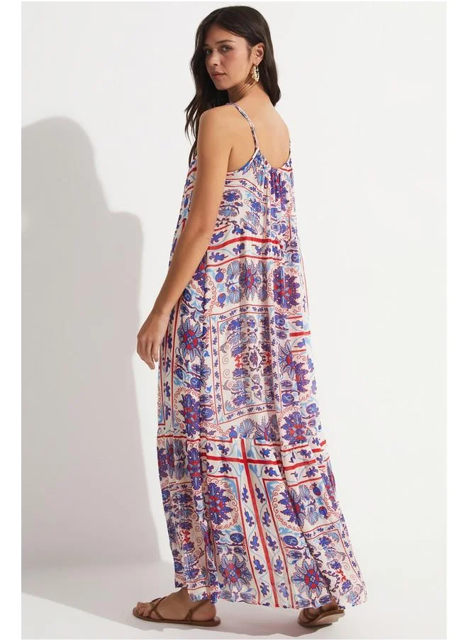 JUNE June Strappy Patterned Dress Multicolor