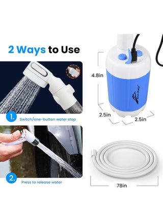 Portable Camping Shower Outdoor Camp Shower Pump,Upgrade Rechargeable Electric Shower Pump with Intelligent Digital Display Multiple Spray Modes for Camping, Hiking, Traveling,RV - view 3