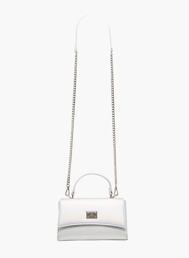Flora Bella By Shoexpress Women Textured Satchel Bag with Grab Handle and Button Closure  - Image 2