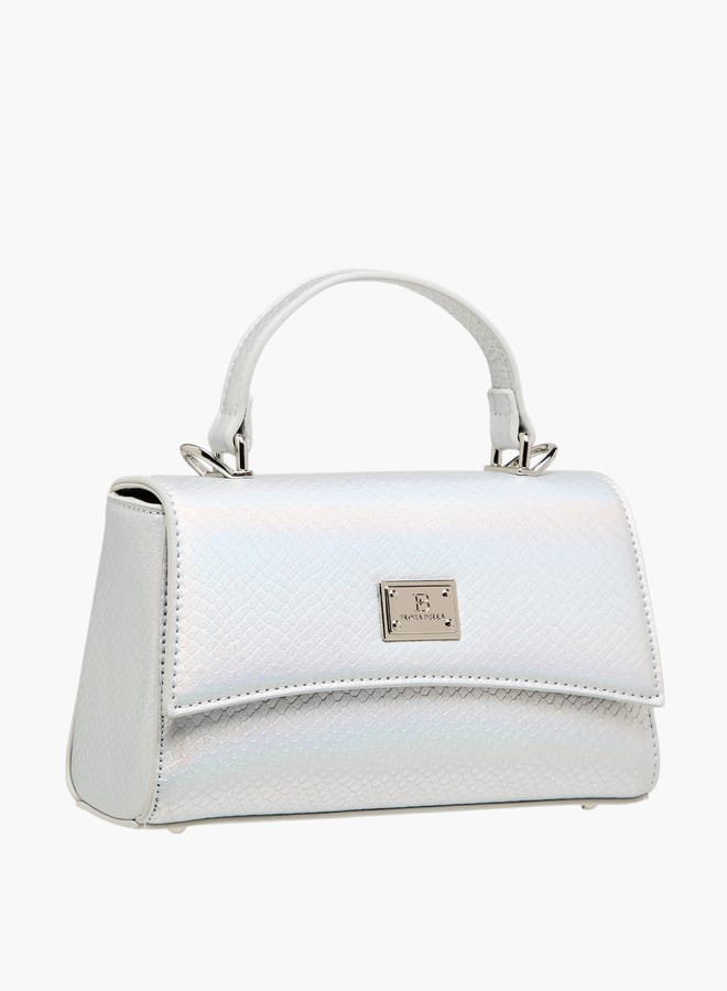 Flora Bella By Shoexpress Women Textured Satchel Bag with Grab Handle and Button Closure  - Image 3