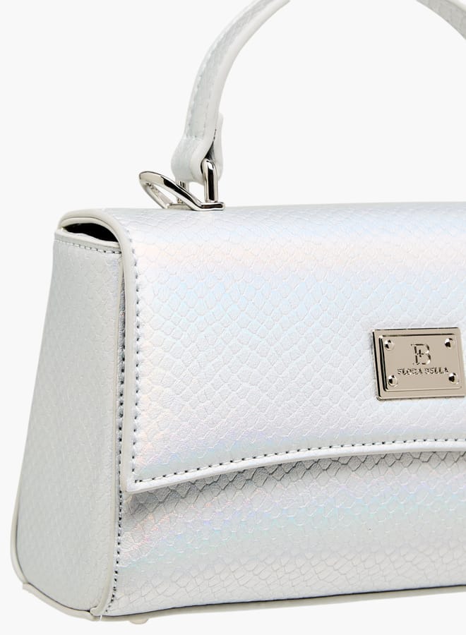 Flora Bella By Shoexpress Women Textured Satchel Bag with Grab Handle and Button Closure  - Image 5
