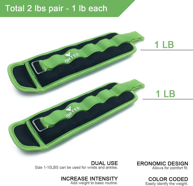 Virtee Ankle/Wrist Weights for Women, Men, Kids - Arm Leg Weights Set with Adjustable Strap - Running, Jogging, Gymnastic, Physical Therapy, Fitness - Choice of 1 lb 2 lbs 3 lbs 4 lbs 6 lbs 8 lbs 10 lbs - Image 2