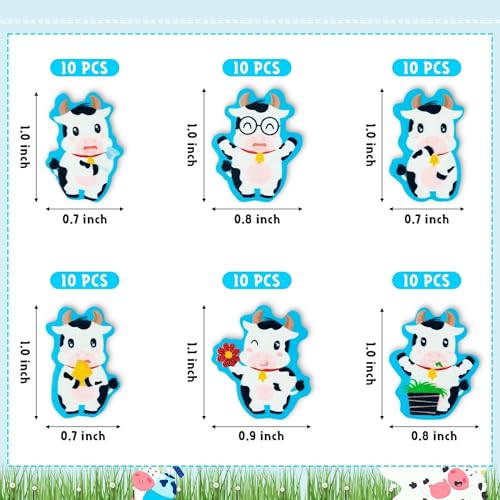 BZaber Fall Cow Mini Erasers - 60Pcs Back to School Gifts for Kids Cute Pencil Top Erasers Mini Cow Cartoon Pattern Eraser for Classroom Activities Rewards Prizes Farm Animal Birthday Party Supplies - Image 2