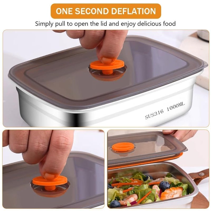 Gladnes Kitchen Storage Containers Set of 2Pcs1000ML1500ML Storage Container with Air Tight LidReusable Stainless Steel Launch BoxMetal Meal Prep Food Container for Home Travel Work Party - Image 5