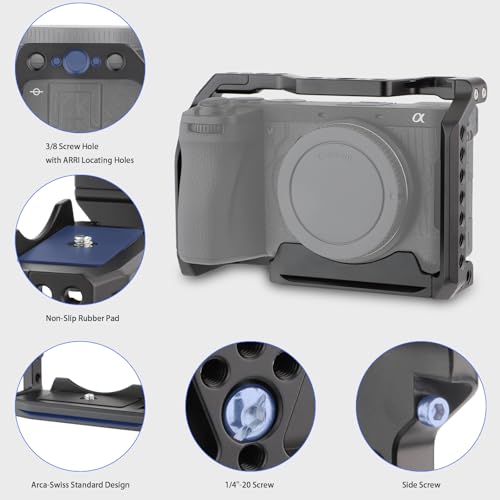 Leftfoto A6700 Camera Cage with Arca Base & Built-in Quick Release Plate for Sony a6700 - Durable Protective Frame Rig with ARRI Threads for Arca-Type Mounting. - Image 2