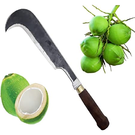 LJL Traders® Tempered Iron Bill Hook Wooden Handle Knife Multi-Purpose Traditional Handmade Kerala Chettan Vakaththi for Grass, Farming (8 Inch Big Blade) - Pack of 1 - Image 2
