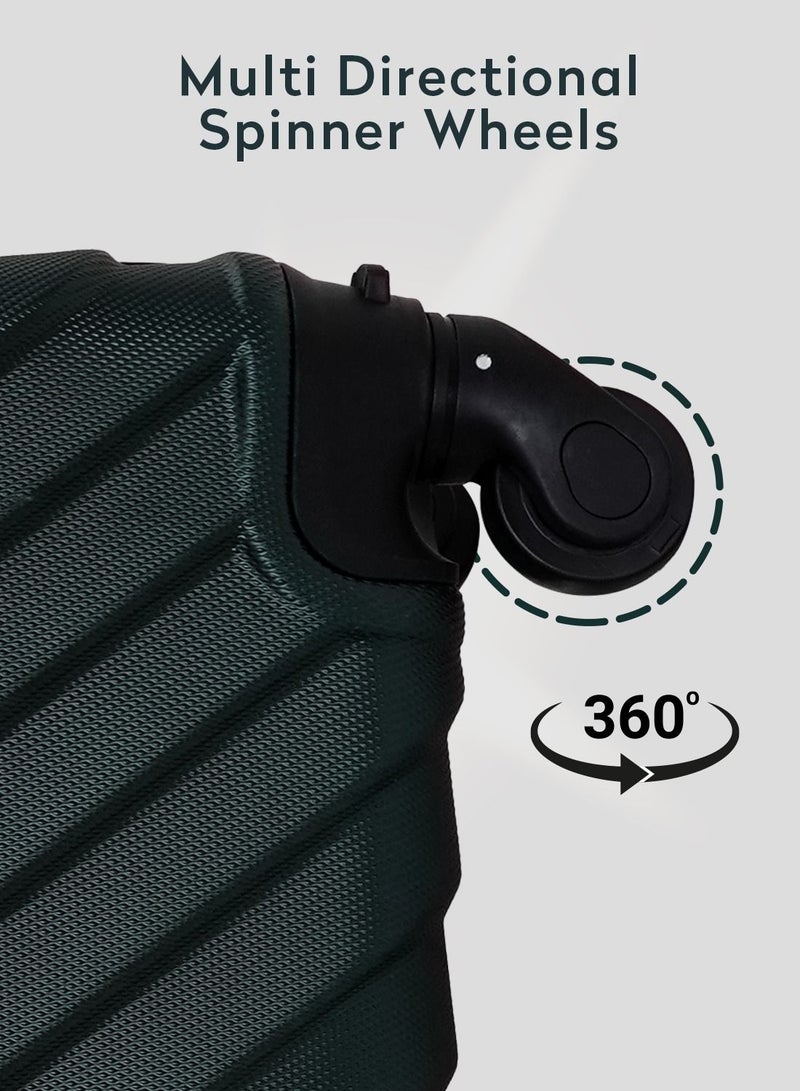 بارا جون حقيبة سفر بعجلات صلبة خفيفة الوزن من  قطع مع قفل للرجال والنساء والأولاد والبنات باللون الأخضر العسكري - Image 3