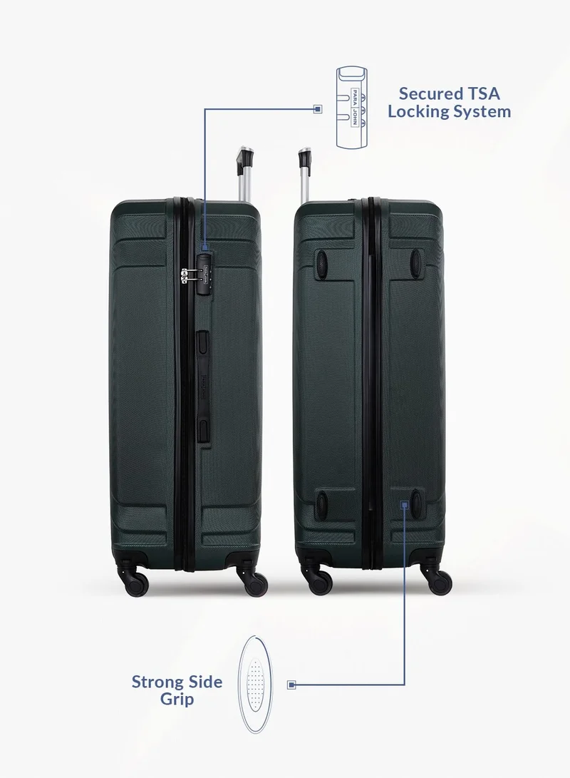 PARAJOHN Lightweight 3-Pieces ABS Hard Side Travel Luggage Trolley Bag Set With Lock For Men/Women/Unisex Army Green