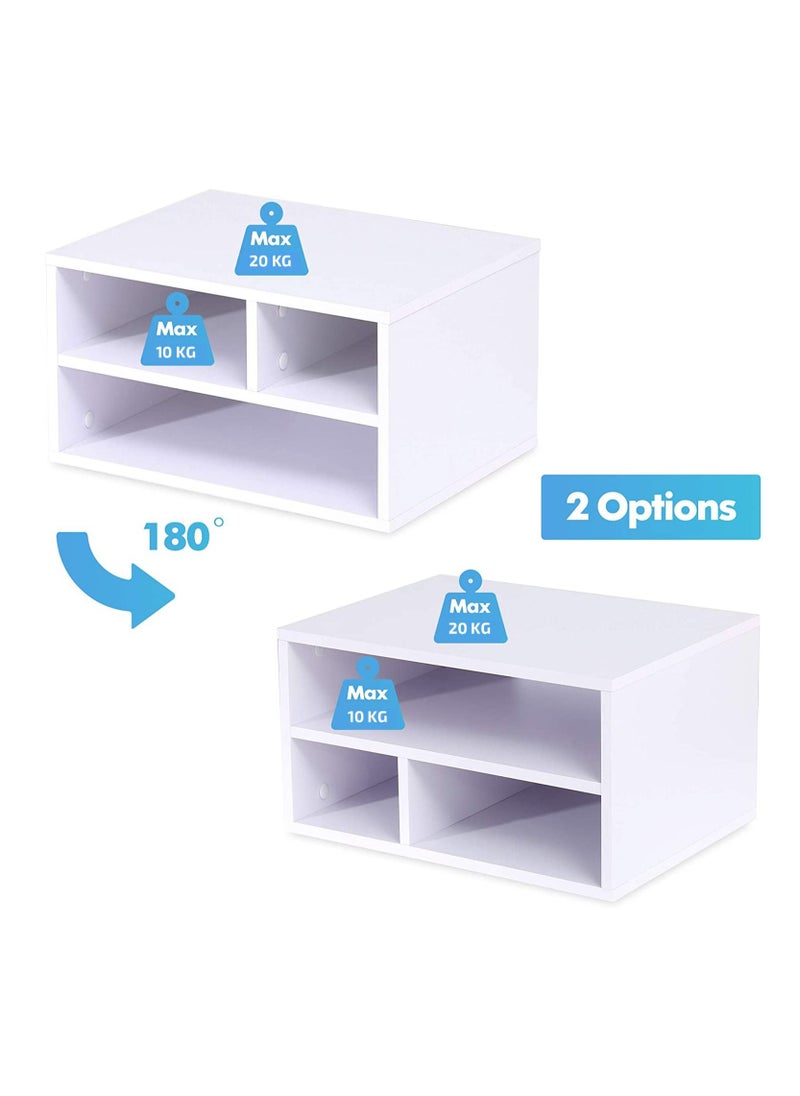 MODERN HOME - Printer Stands with 3 Storage Compartments-Desktop Paper Organizer Printer Stands with 3 Storage Compartments Desktop Paper Organizer-Suitable for office and home-White - Image 1