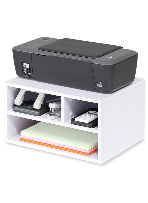 Printer Stands with 3 Storage Compartments-Desktop Paper Organizer Printer Stands with 3 Storage Compartments Desktop Paper Organizer-Suitable for office and home-White