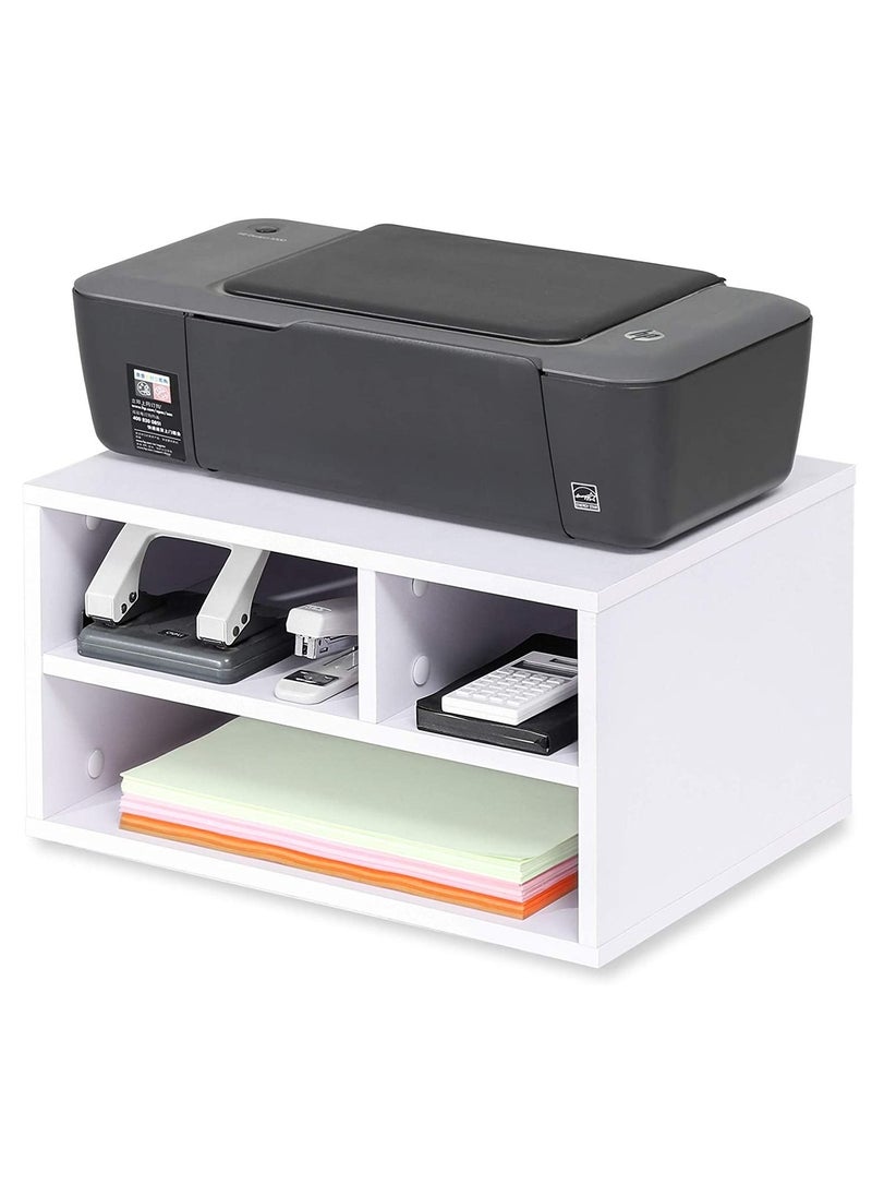 MODERN HOME - Printer Stands with 3 Storage Compartments-Desktop Paper Organizer Printer Stands with 3 Storage Compartments Desktop Paper Organizer-Suitable for office and home-White - Image 1