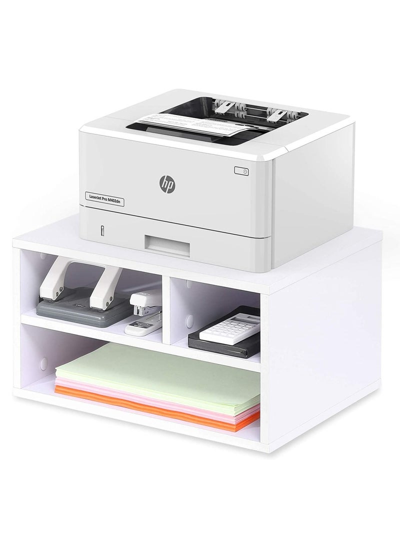 MODERN HOME - Printer Stands with 3 Storage Compartments-Desktop Paper Organizer Printer Stands with 3 Storage Compartments Desktop Paper Organizer-Suitable for office and home-White - Image 1