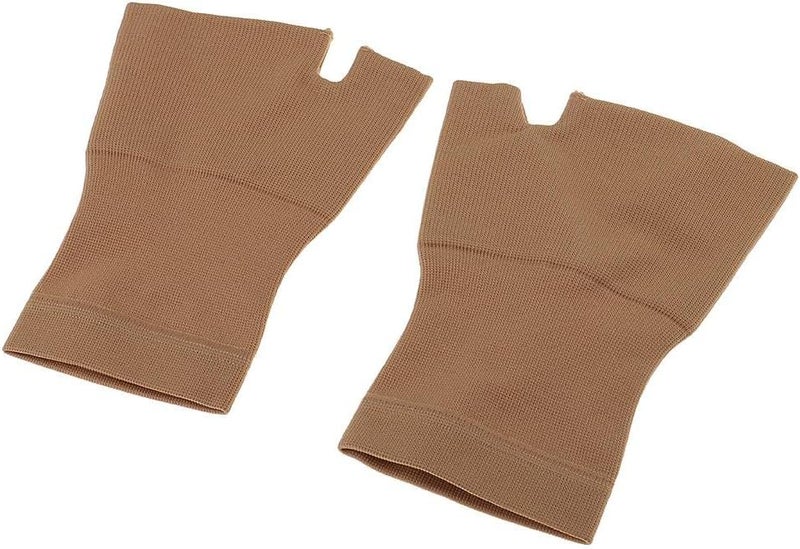 klarako 1 Pair Womens Mens Fingerless Compression Gloves Hand Wrist Support Joint Pain Relief/Enhance Circulation  S M L XL  Black/Skin Color - Image 1