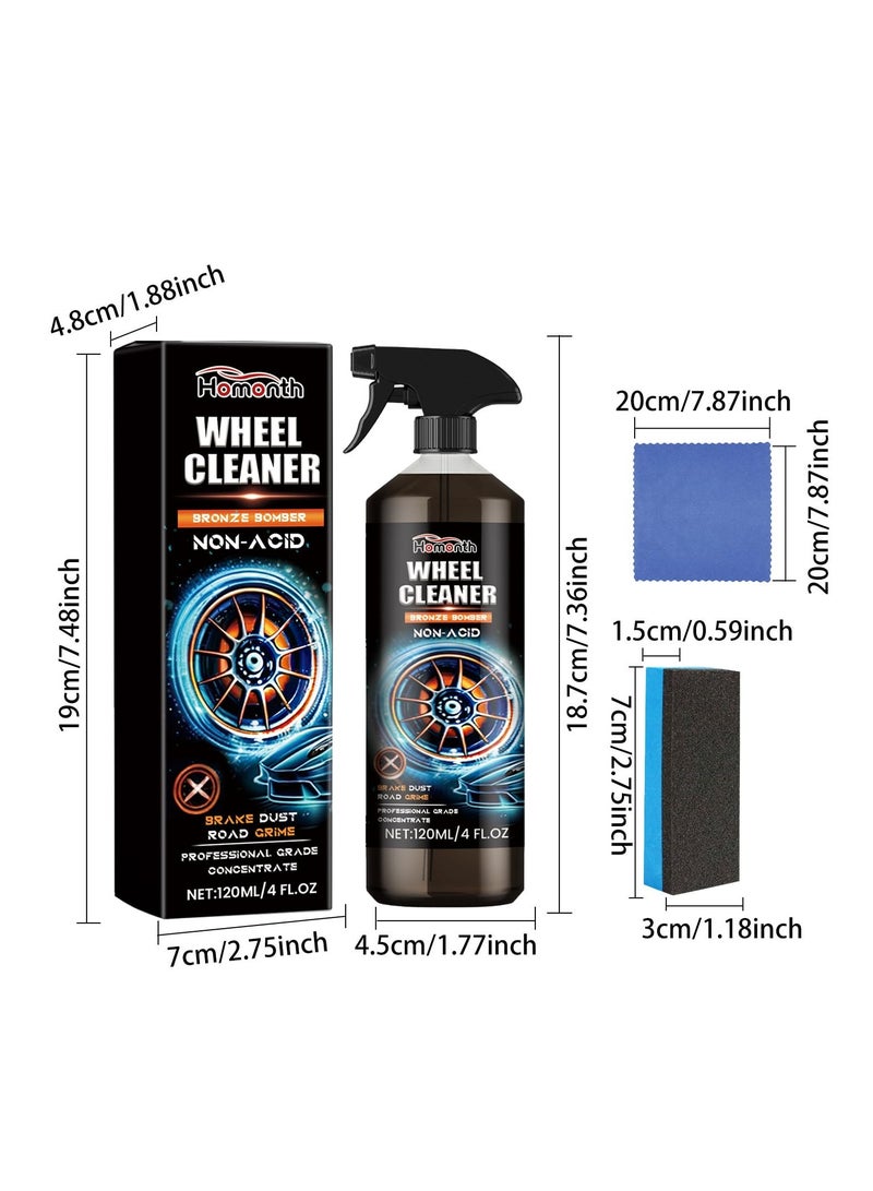 SYOSI Brake Bomber Wheel Cleaner | Powerful Non-Acid Formula for Cleaning Wheels & Tires | Safe on Alloy, Chrome, & Painted Surfaces | Effortless Brake Dust & Dirt Removal | 120ml (1PCS) - Image 2