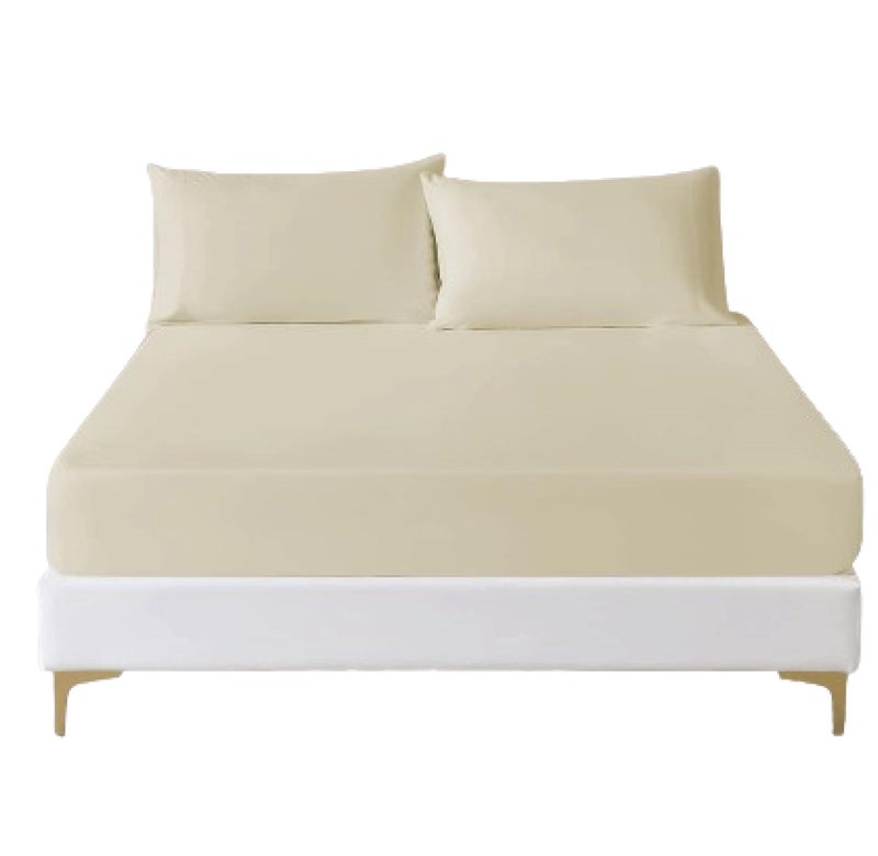 funky gadgets 100 Egyptian Cotton king size fitted sheets Extra Deep Pocket Bedsheets Cream fitted sheets king size Bedding Set no Pillow cases Shrinkage  Fade resistant Bed Sheets