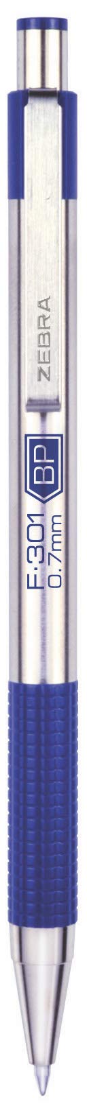 Zebra Pen F-301 Retractable Ballpoint Pen, Stainless Steel Barrel, Fine Point, 0.7mm, Assorted Ink, 4-Pack - Image 3