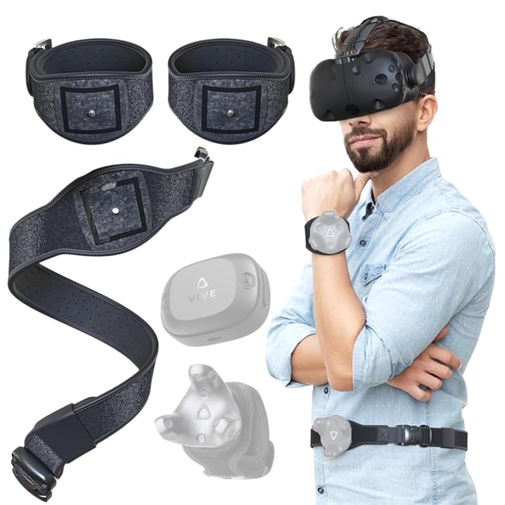 Skywin 1 Waist Belt and 2 Hand Strap for VR Trackers - Vive Tracker Straps for HTC Vive 3.0, 2.0 & Ultimate - Secure and Comfortable Full Body Tracker (Trackers Not Included) - Image 1