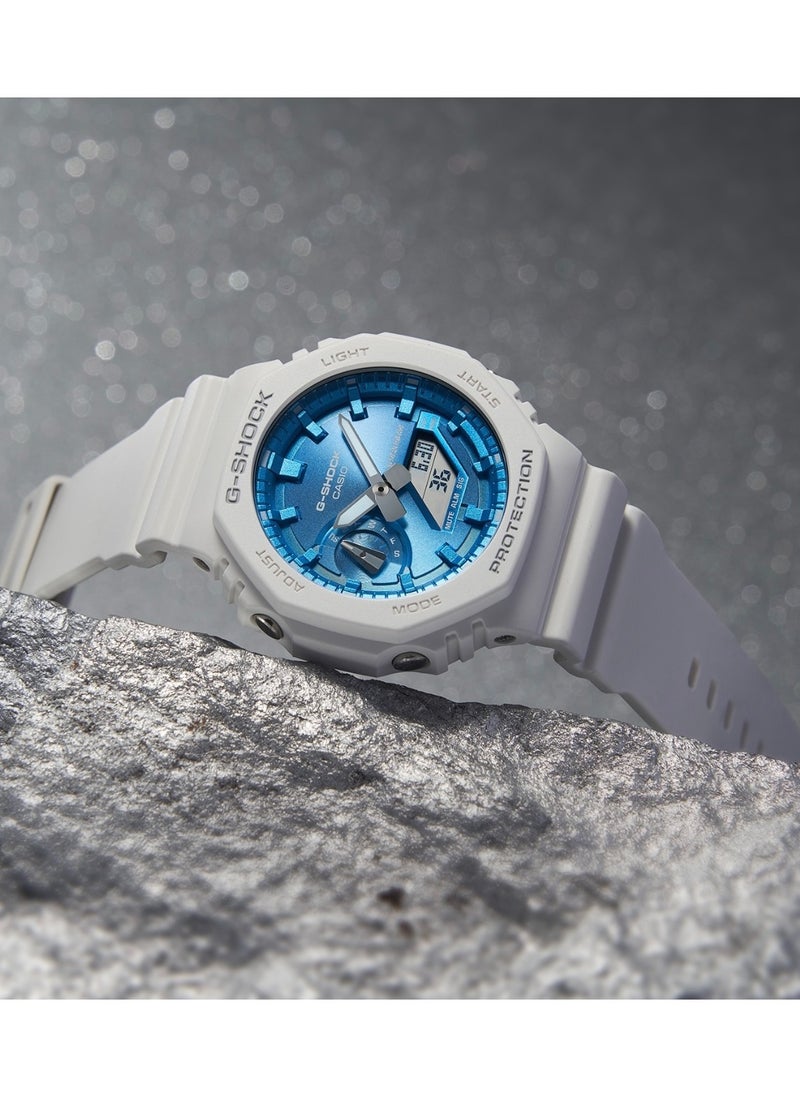 octagonal sports waterproof and shockproof watch GA-2100  bule white