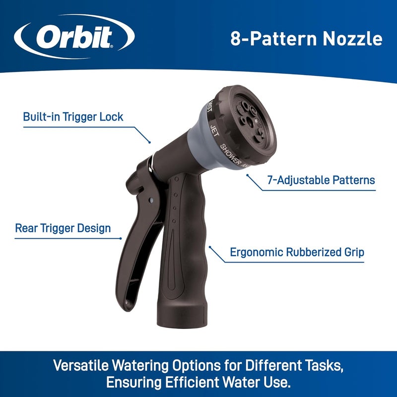 ORBIT 26382 Coil Garden Hose, 25 Feet, with 8-Pattern Hose Nozzle (Gray) - Image 2