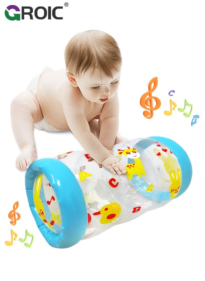 GROIC Crawling & Walking Baby Toys Inflatable Baby Roller Toy Beginner Crawl Along Game Ball Drop Maze Tummy Time Activity Center Early Development Jumbo Roller Rattle Toy Baby Toys for 3 Months  - Image 1