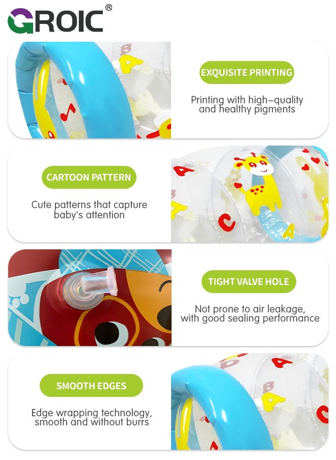 GROIC Crawling & Walking Baby Toys Inflatable Baby Roller Toy Beginner Crawl Along Game Ball Drop Maze Tummy Time Activity Center Early Development Jumbo Roller Rattle Toy Baby Toys for 3 Months  - Image 3