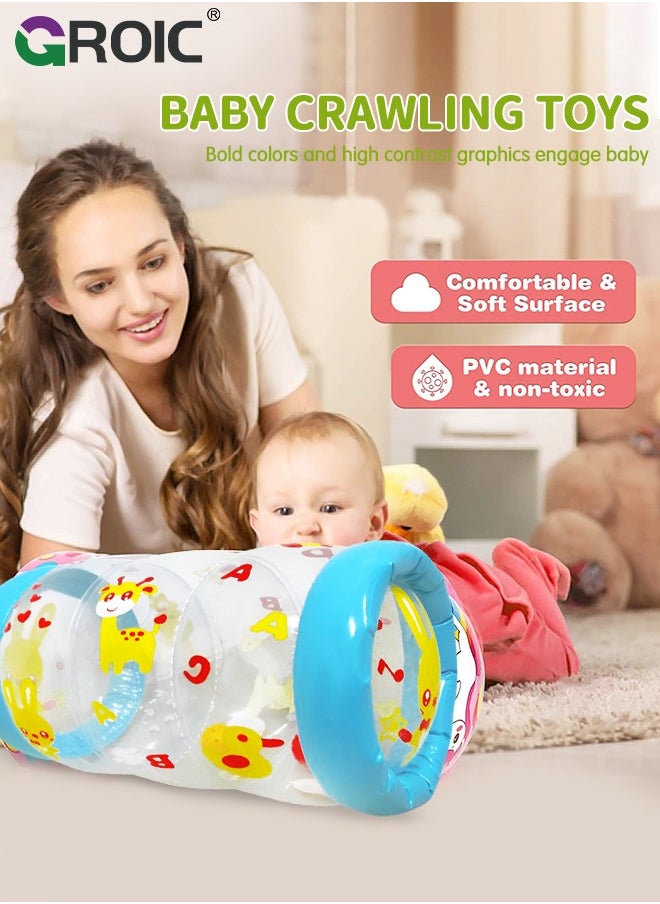 GROIC Crawling & Walking Baby Toys Inflatable Baby Roller Toy Beginner Crawl Along Game Ball Drop Maze Tummy Time Activity Center Early Development Jumbo Roller Rattle Toy Baby Toys for 3 Months  - Image 5