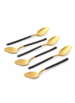 Life Smile 12pcs Cutlery Set, 18/10 Stainless Steel, Flatware Set, 12pcs Tea Spoon, Shiny Gold Head & Black Handle, for Home Kitchen, Mirror Polished - Dishwasher Safe  - Image 2