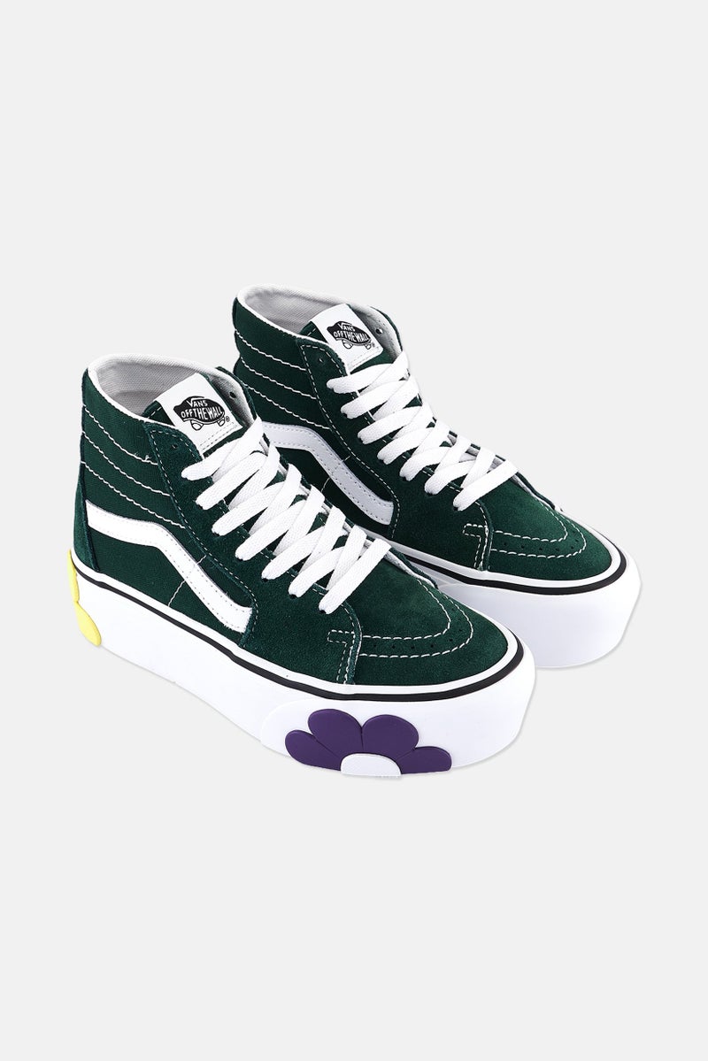 VANS أحذية خارجية للفتيات الصغيرات سكيت هاي مزودة بأربطة، خضراء - Image 1