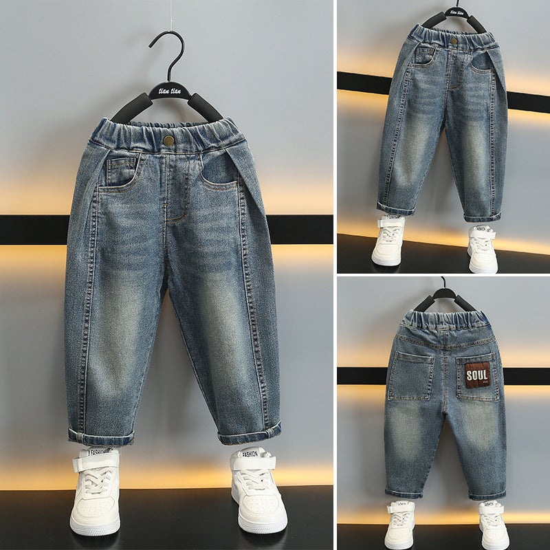Boys' Jeans Style Fried Street Children'S Baby Autumn Fashion Western Style Trendy Children'S Trendy Pants