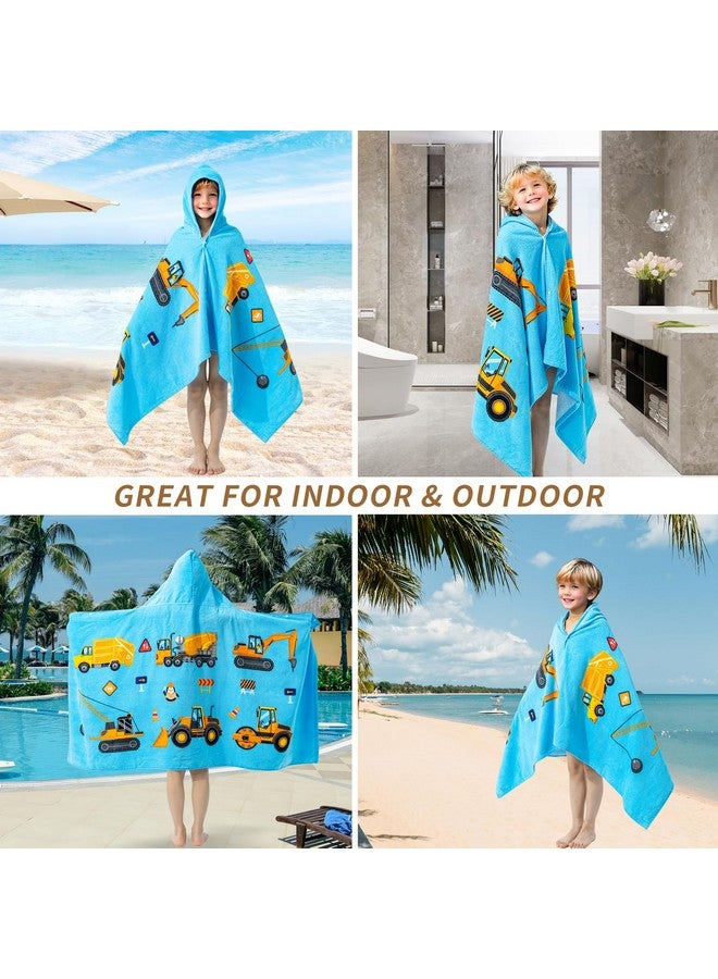 Gealaek 100% Cotton Hooded Towel for Toddlers 5-12 Years Boys Girls 60"x30" Extra Large Wearable Wrap Kids Bath Pool Beach Towel Soft Absorbent Beach Poncho(Construction Site XL) - Image 5