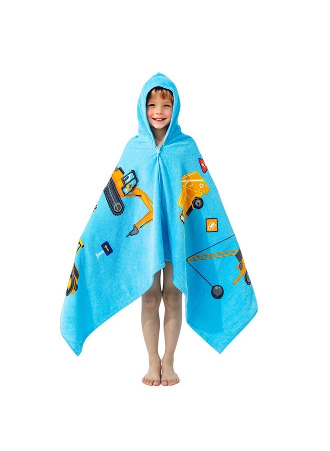 Gealaek 100% Cotton Hooded Towel for Toddlers 5-12 Years Boys Girls 60"x30" Extra Large Wearable Wrap Kids Bath Pool Beach Towel Soft Absorbent Beach Poncho(Construction Site XL) - Image 3