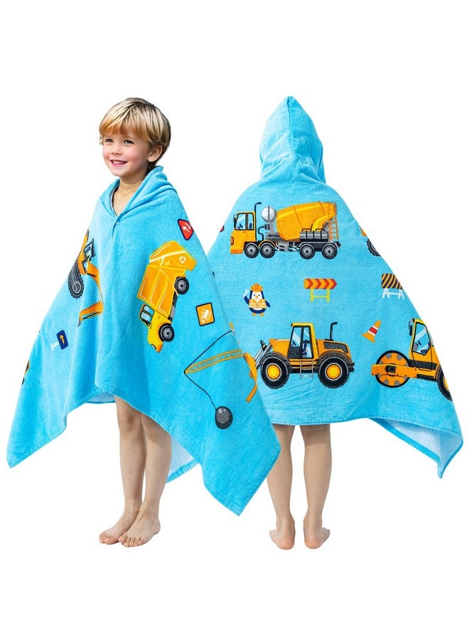 Gealaek 100% Cotton Hooded Towel for Toddlers 5-12 Years Boys Girls 60"x30" Extra Large Wearable Wrap Kids Bath Pool Beach Towel Soft Absorbent Beach Poncho(Construction Site XL) - Image 1