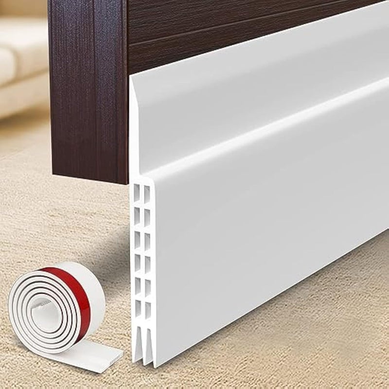 [New Upgrade] Huge Gap Door Draft Stopper, 3-2/5"W Widened Door Sweep Seal Gap Up to 1-4/5" for Interior & Exterior Doors - Keeping Draft, Noise, Dust and Unwanted Animals Out,3-2/5"W x 39" L,White