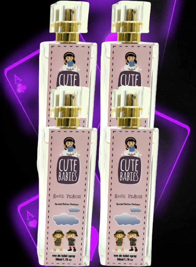 Cute 4 Pieces Babies Rose Peach Perfume 50ml EDT - Image 1