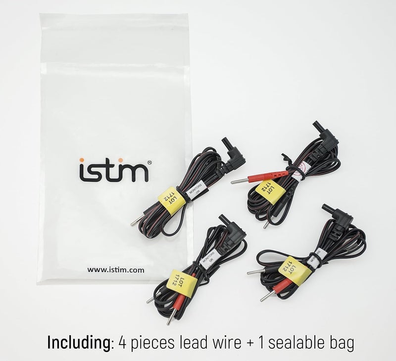 iStim 45" Lead Wires Replacement for TENS/EMS/IF Electrodes Units Pads /âˆ…2mm pin Cable connectors (4 Pieces) - Image 3