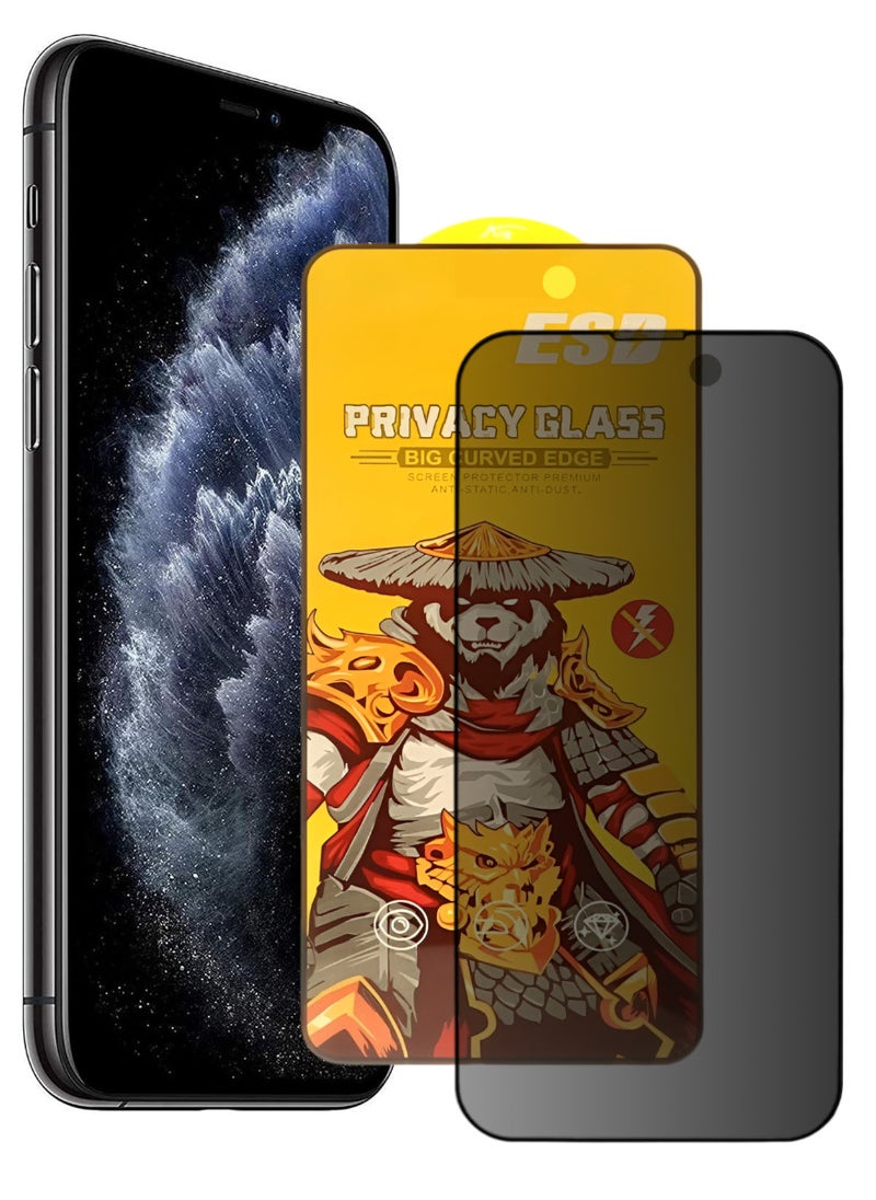ESD Tempered Dustproof Privacy Glass Screen Protector Compatible For iPhone 11 Pro - Image 1