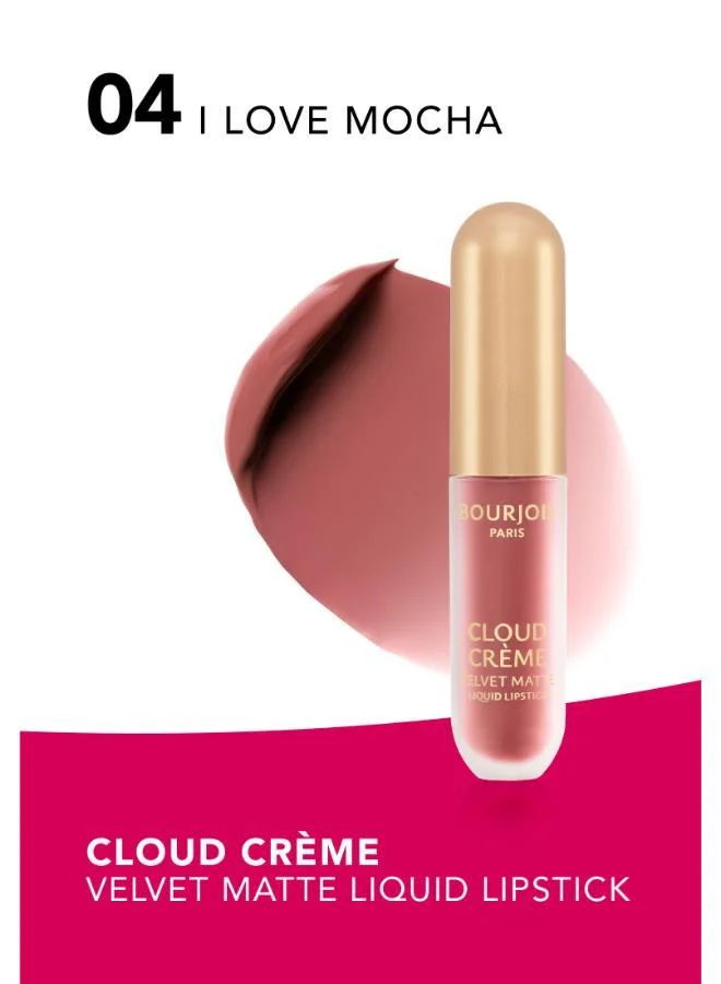 Bourjois Paris Cloud Crème Velvet Matte Liquid Lipstick - 04 - I Love Mocha, 3ml